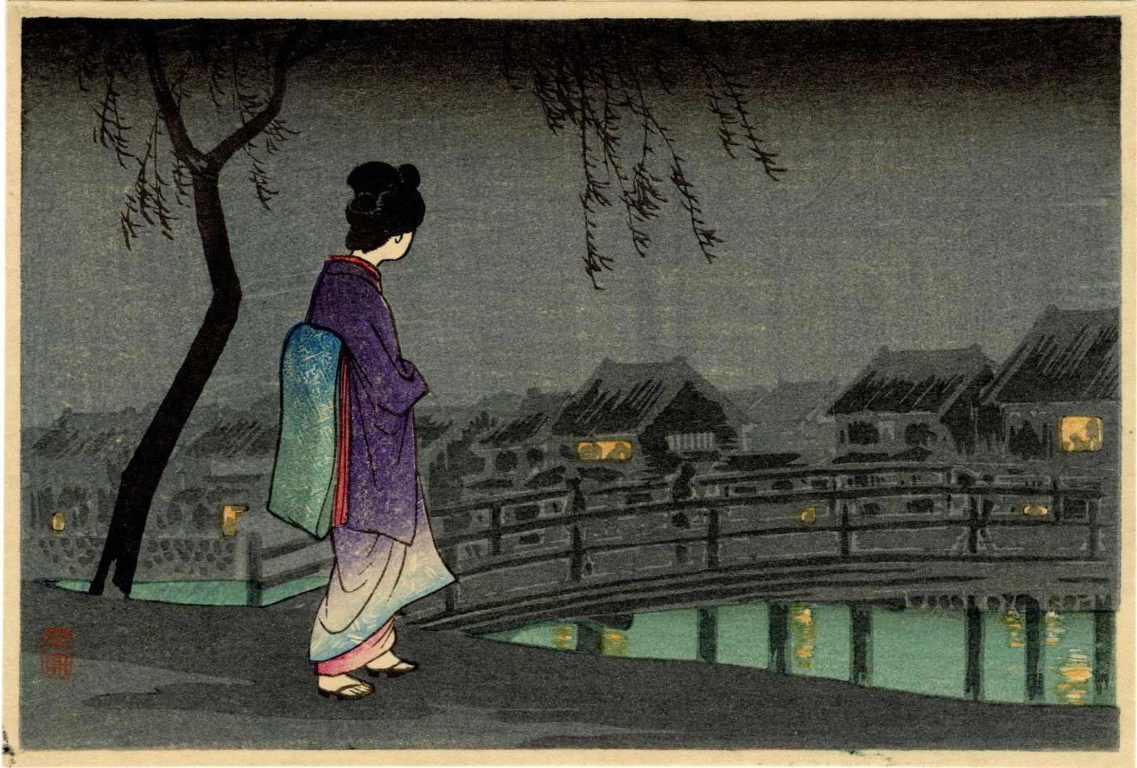 Shotei Takahashi: Twilight 1932 Woodblock (1 of 2)