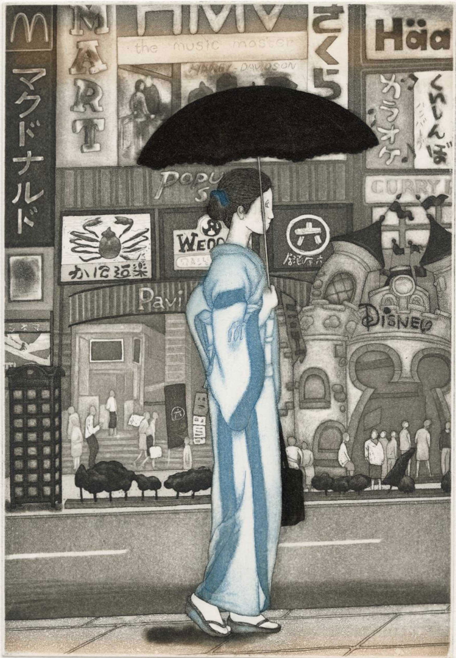 Emiko Aida: A Girl in Town - Tokyo Girl c.2005 1st Ed. Aquatint (1 of 2)