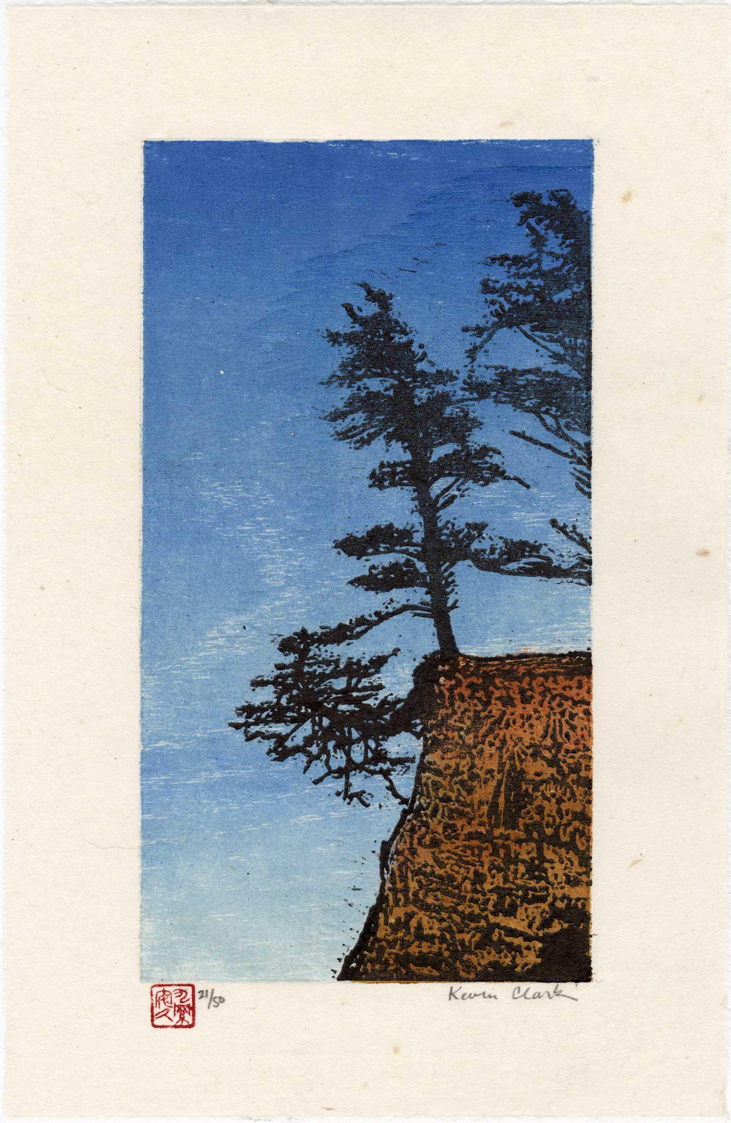 Kevin Clark - Cliff's Edge Tree 2015 #21/50 Woodblock NR (1 of 2)