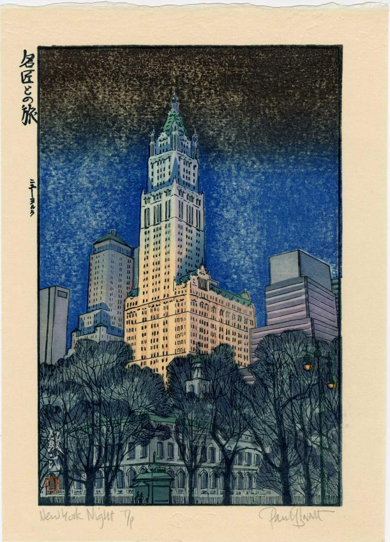 Paul Binnie: New York Night Blue 2008 Test Print Woodblock (1 of 2)