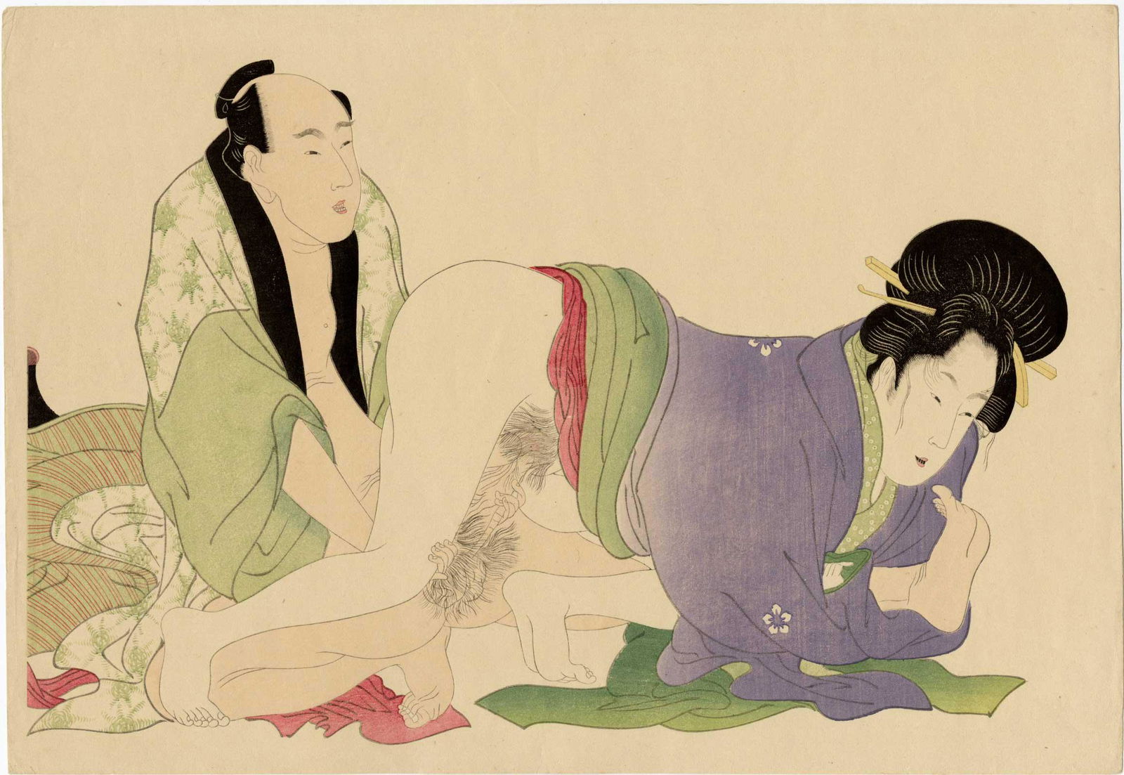 Utamaro - Prelude to Desire c1800 Shunga Woodblock NR (1 of 2)