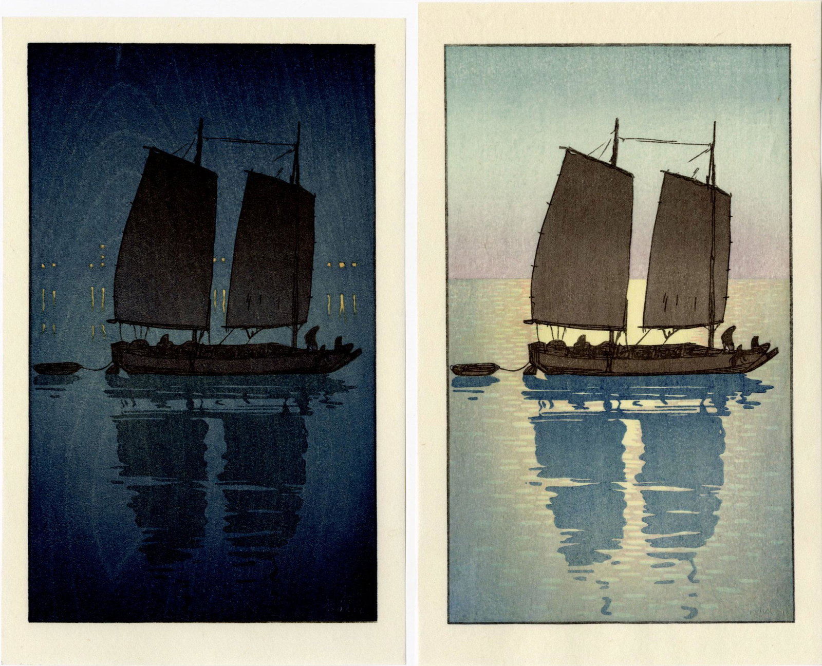 Hiroshi Yoshida -Traditional Sailing Boat Day/Night PAIR NR (1 of 2)