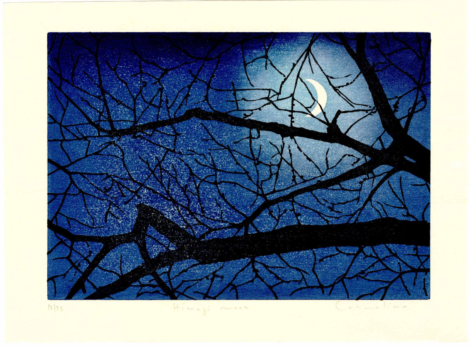 Mara Cozzolino: Himeji Moon 2018 1st Ed. Woodblock (1 of 2)