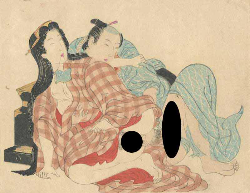 Meiji Era Digital Shunga Woodblock NR: Japanese Woodblock Print, Early Showa era, publisher unknown, stong embossing SIZE IN INCHES: 5 x 4 inches COMMENTS: Shunga is a Japanese term for erotic art. Most shunga are a type of ukiyo-e, usuall