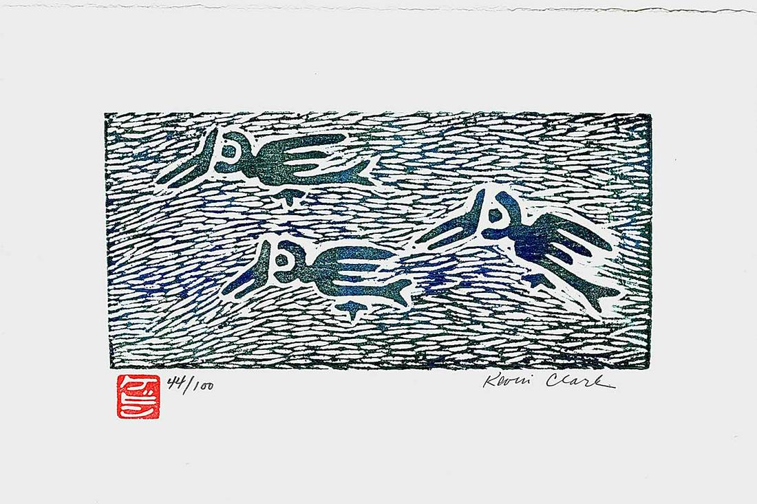 Kevin Clark - Three Skimmers #44/100 1996 woodblock NR (1 of 2)