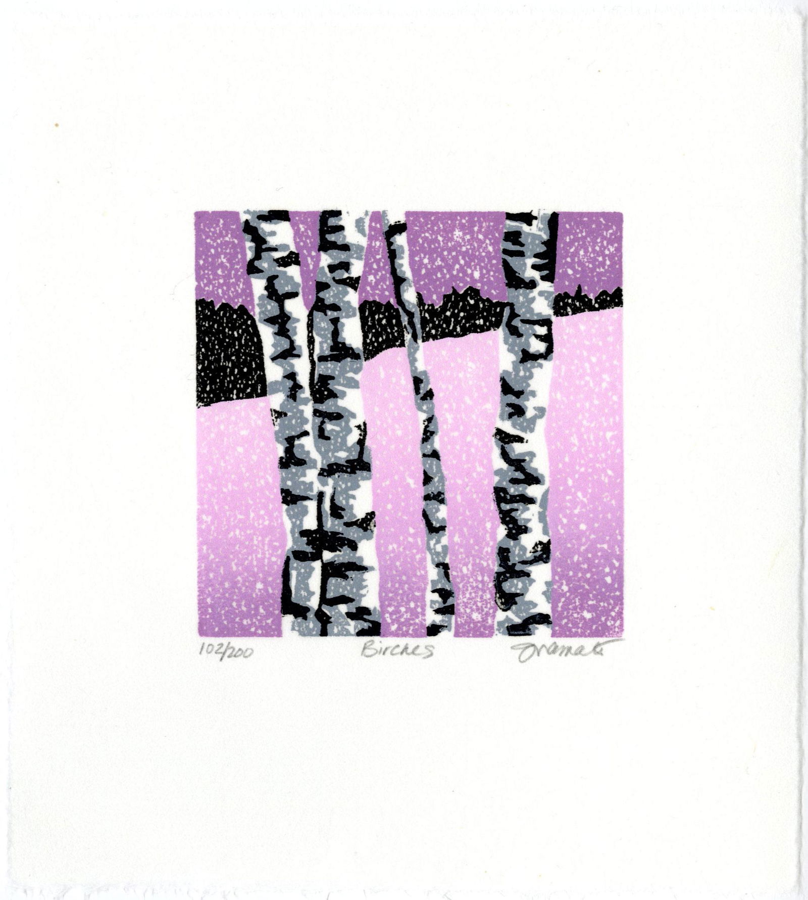 Jeanne Amato: Birches Woodblock Print NR (1 of 3)
