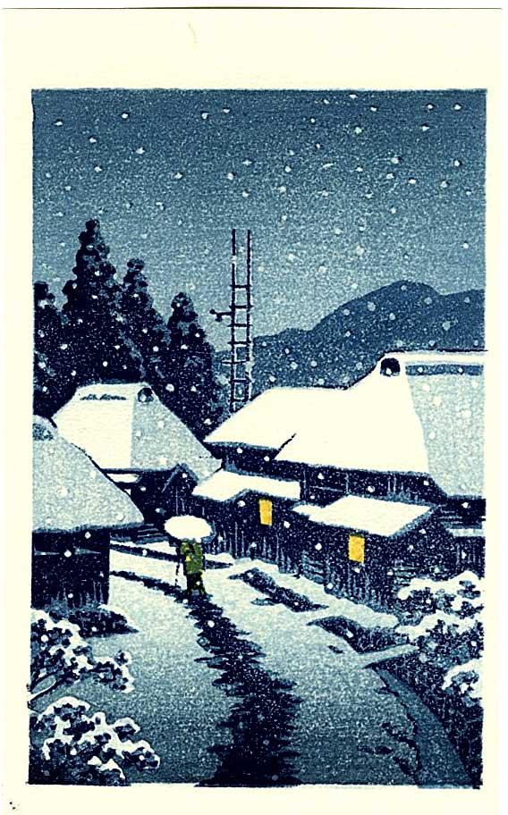 Hasui Kawase - Terashima in Snow c1930 woodblock NR (1 of 2)