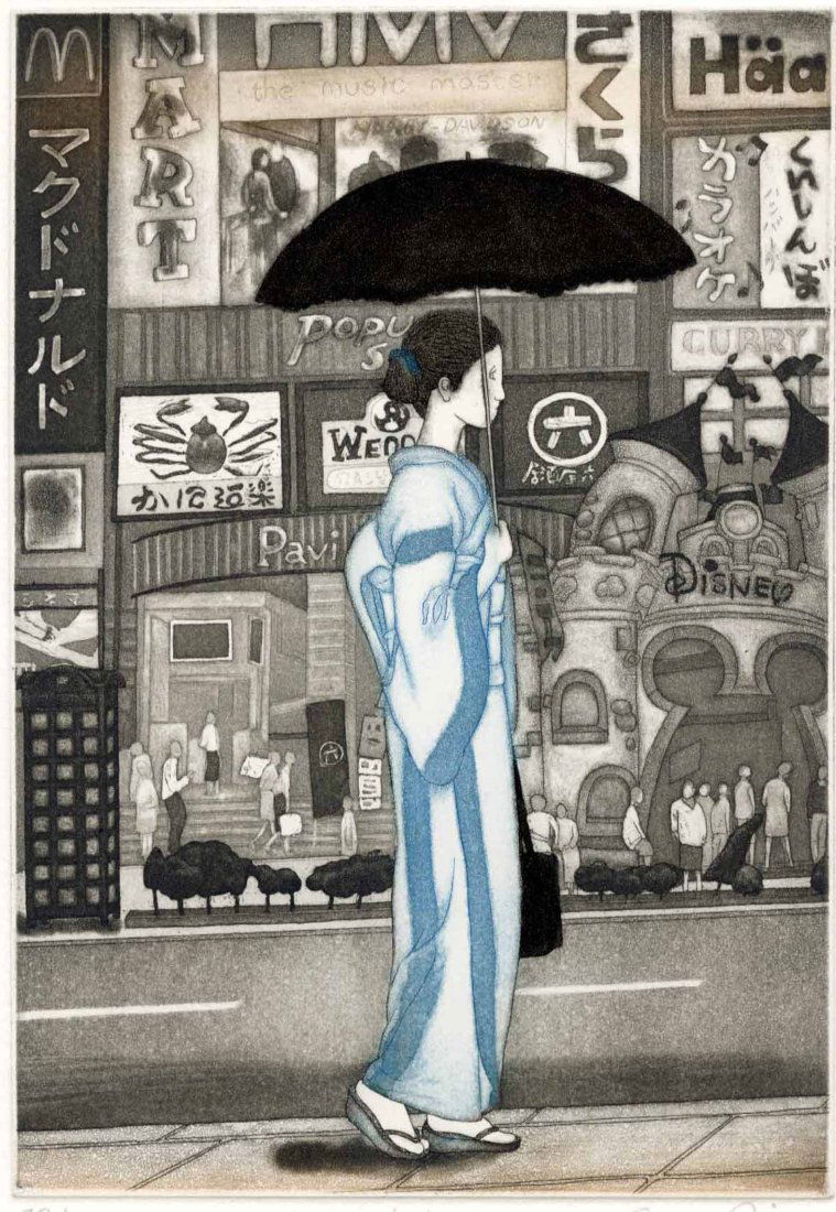 Emiko Aida: A Girl in Town - Tokyo Girl 2007 1st Ed. Aquatint (1 of 3)