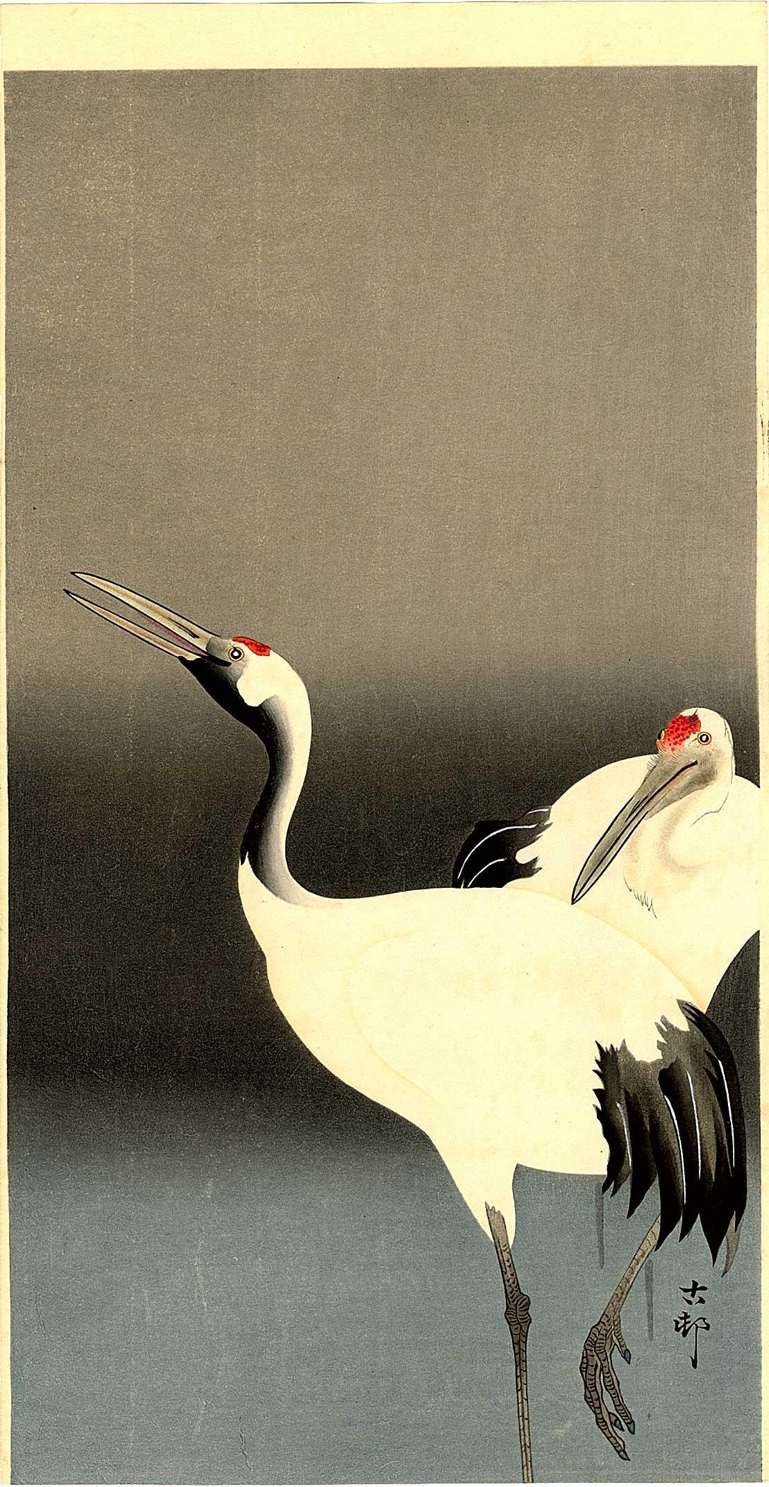 Koson Ohara - Emperor Cranes 1920s woodblock MULLER NR (1 of 2)