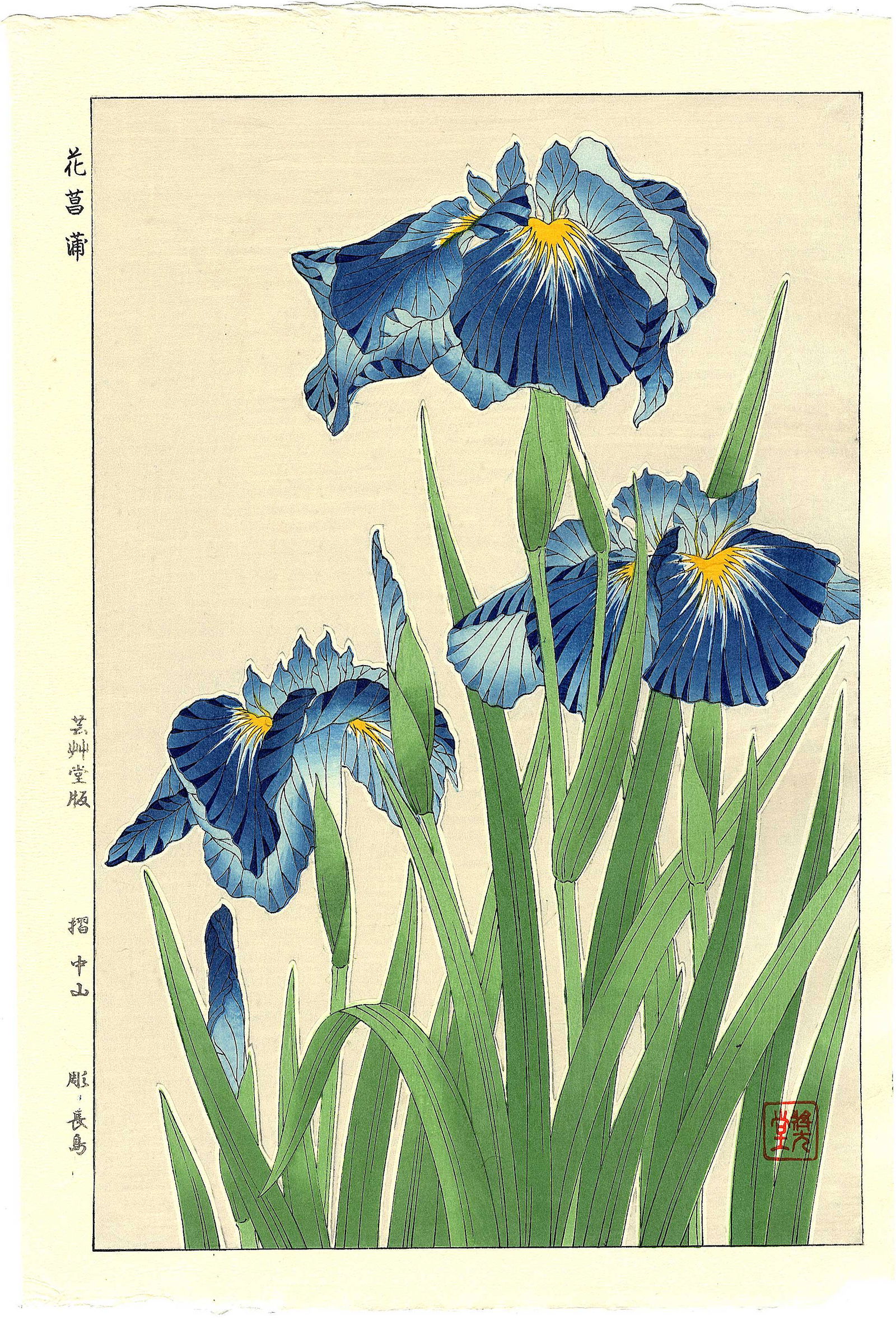 Osuga Yuichi: Blue Iris 1954 Woodblock (1 of 2)