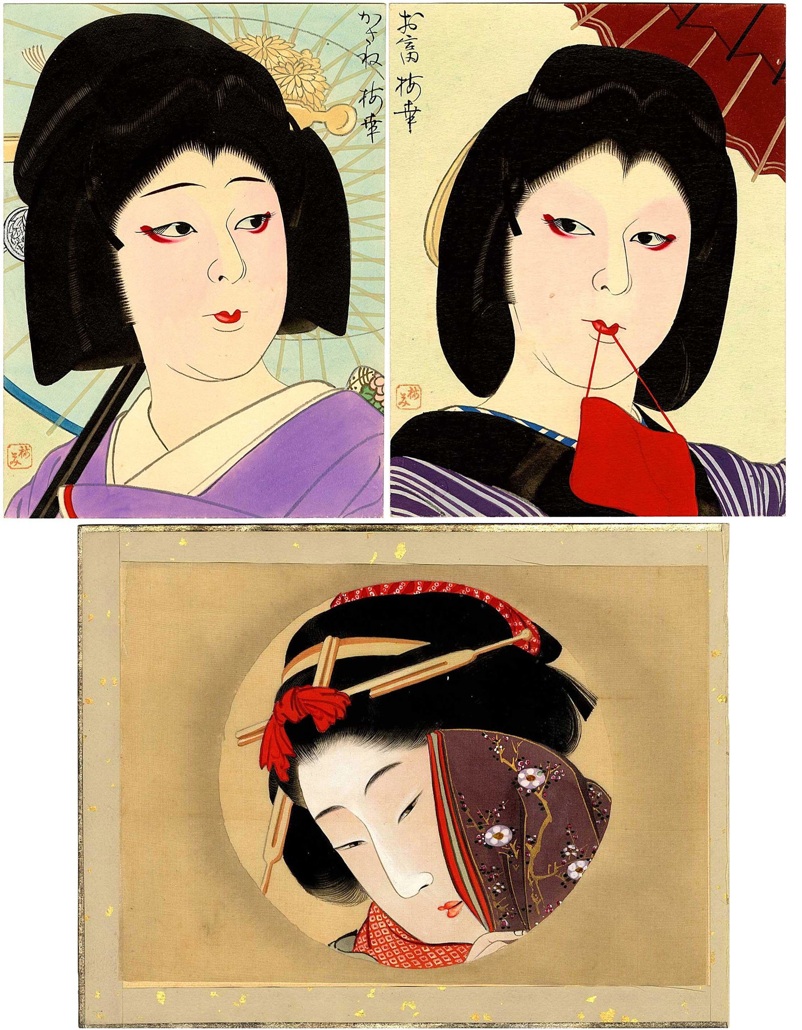 THREE Ukiyoe Related Art Pieces NR (1 of 5)