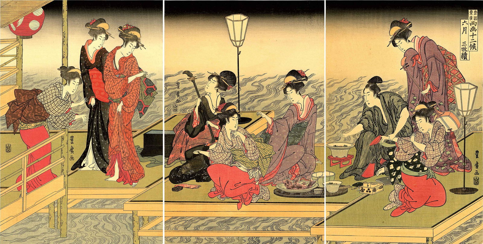 Toyohiro Utagawa: The Sixth Month 1820 Woodblock (1 of 5)