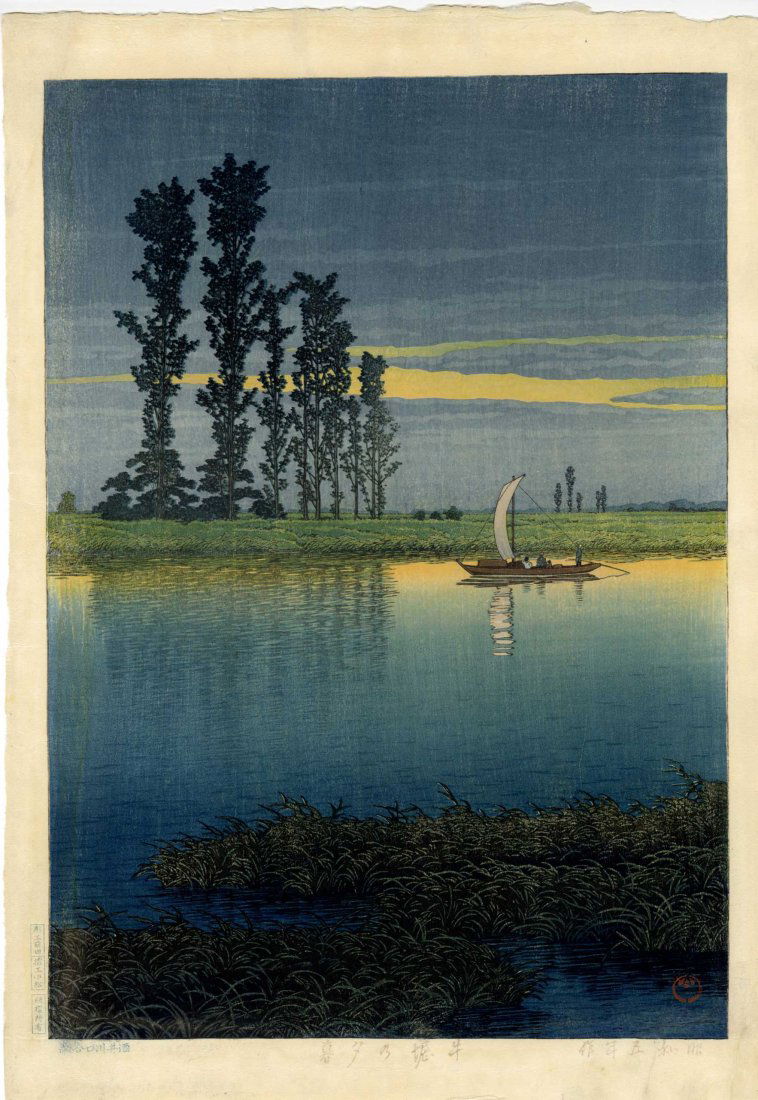 Hasui Kawase: Twilight at Ushibori 1930 Ltd. Ed. Woodblock NR (1 of 2)
