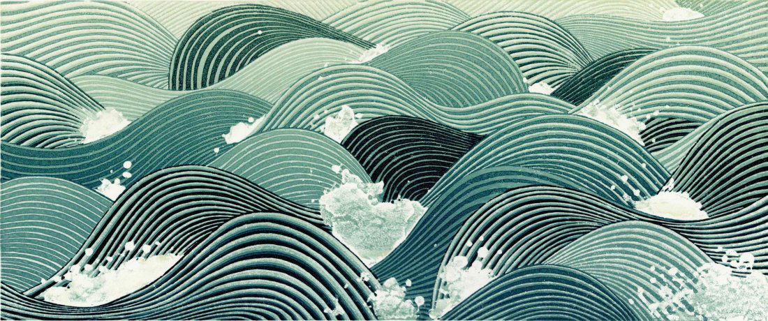 Susan Noble: Whitecaps 2023 1st Ed  Woodblock NR (1 of 3)