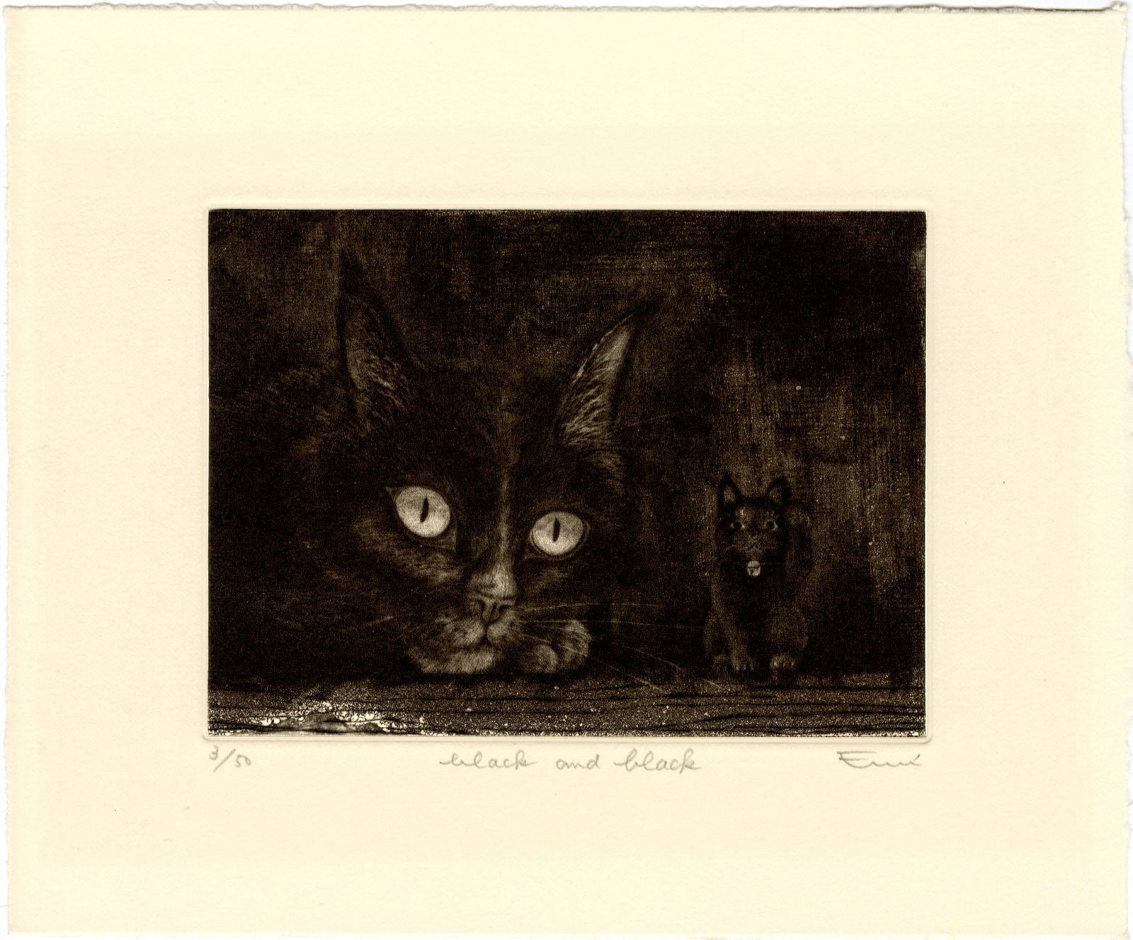 Sato Emi: Black & Black c.2000 1st Ed. Mezzotint (1 of 2)