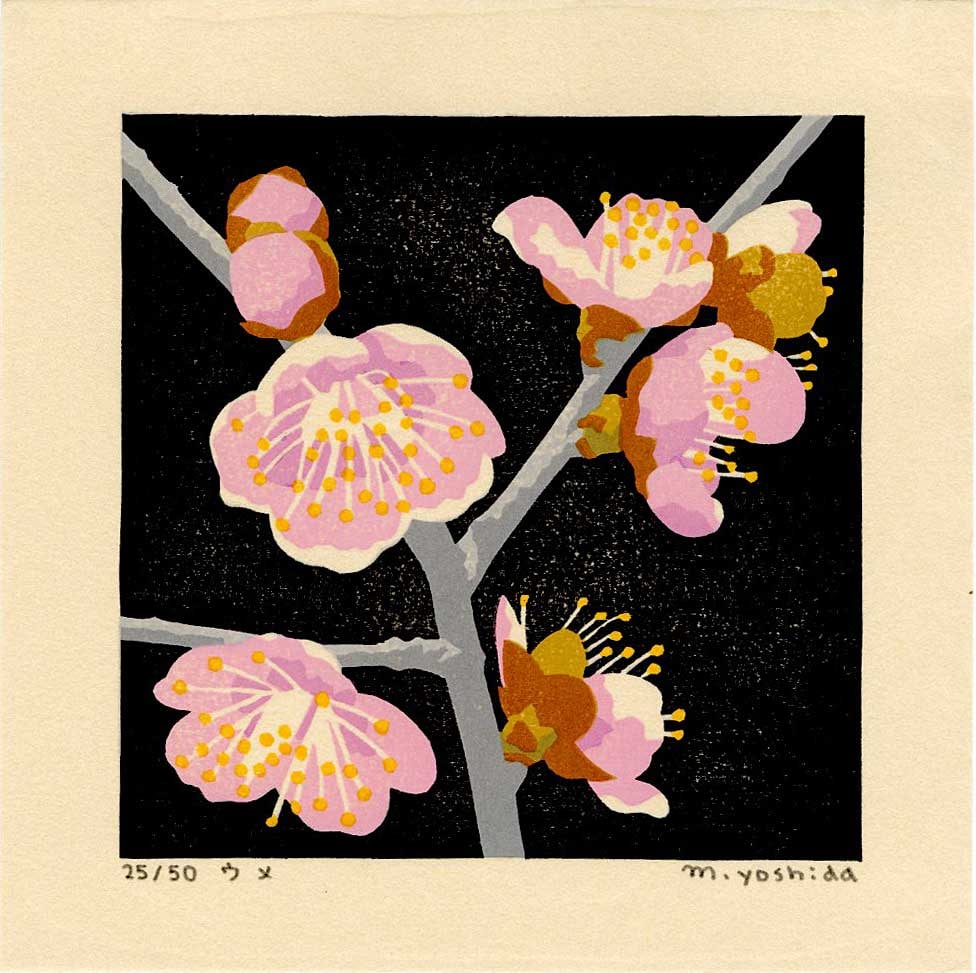 Masaki Yoshida: Pink Cherry Blossom 2006 1st Ed. Woodblock NR (1 of 2)