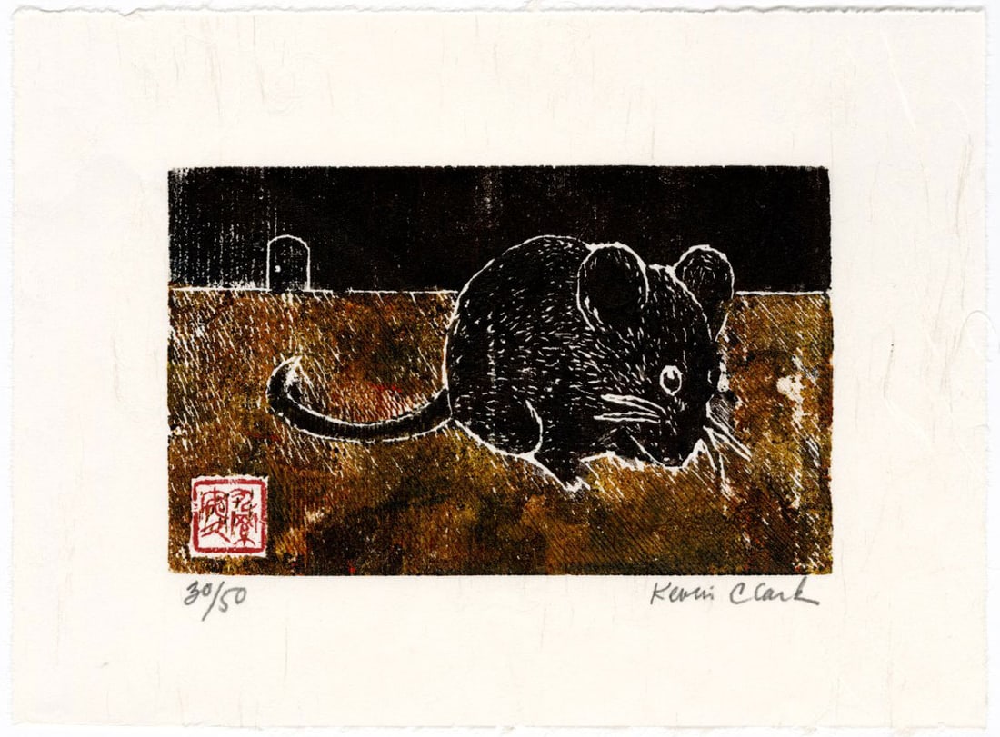 Kevin Clark - Mouse with House #30/50 2008 WoodblockNR (1 of 2)