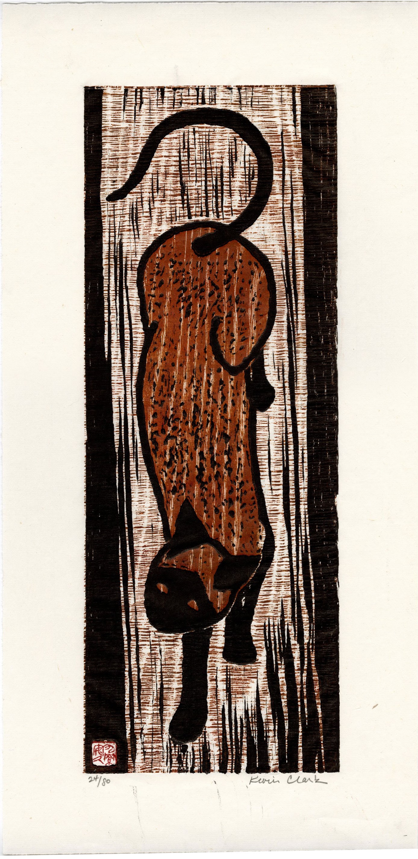 Kevin Clark - Neko Cat (Brown) #24/80 2013 WoodblockNR (1 of 2)