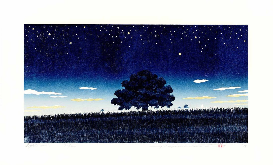 Namiki Hajime: Night Scene 2 2018 1st Ed. Woodblock (1 of 2)