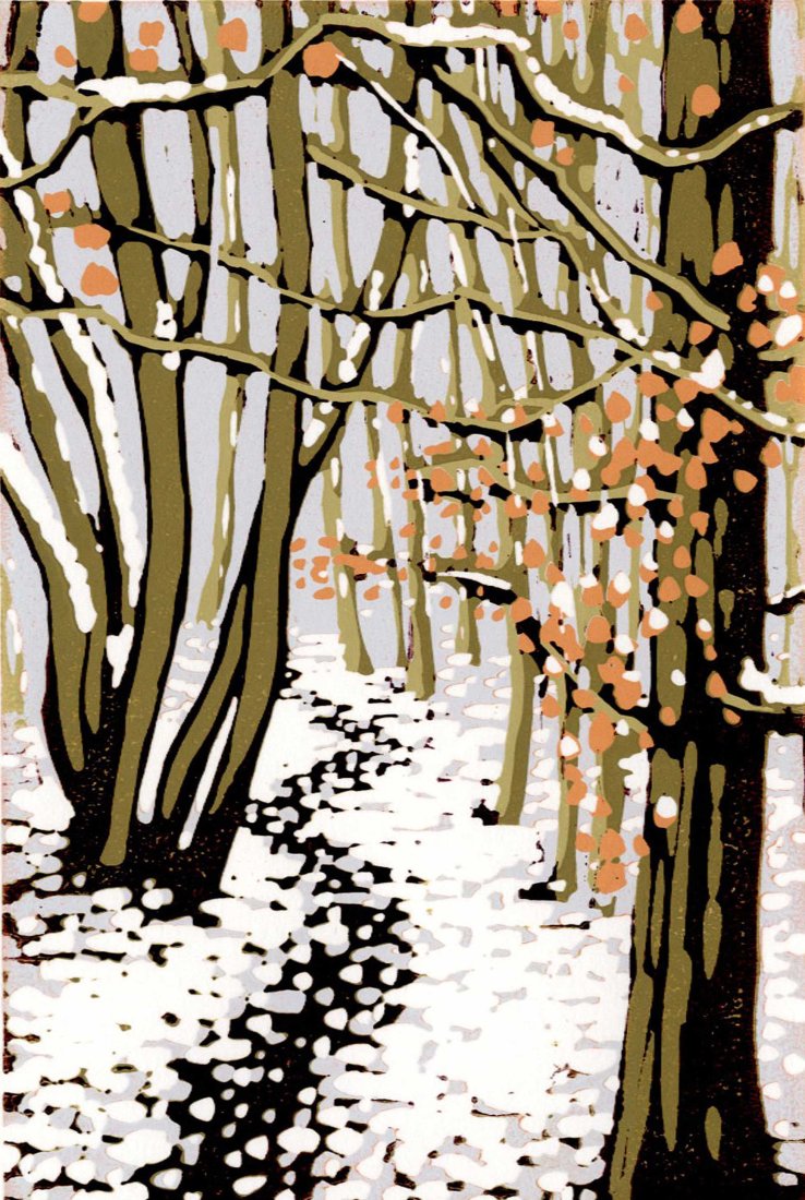 Buckle, Alexandra: Snowy Beeches 20221st Ed Linocut NR (1 of 3)