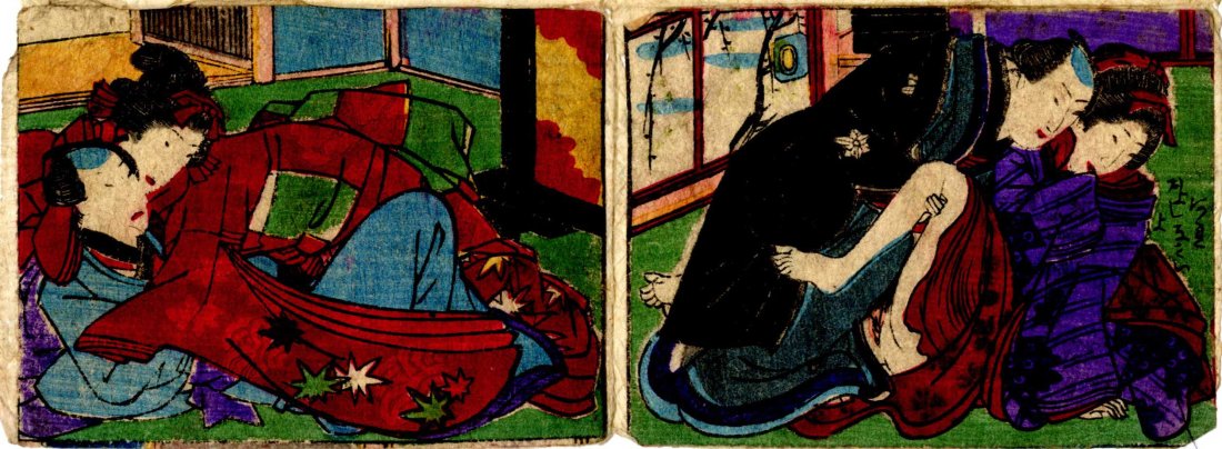 Two Small Shunga Woodblocks 2 NR (1 of 2)