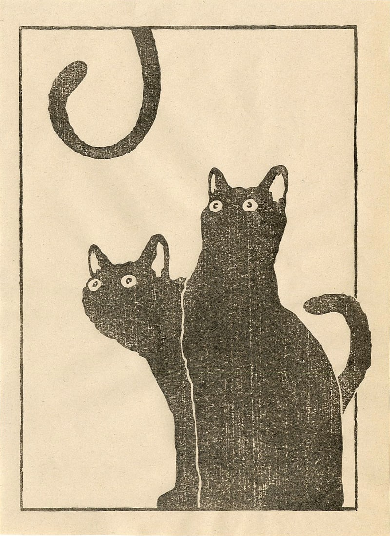 Dominique R.: Three Cats Test Print Woodblock NR (1 of 2)