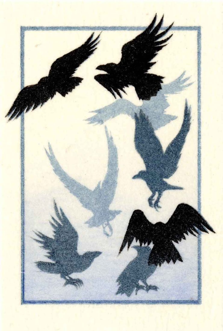 Jed Henry: Crows in Flight 2022 Woodblock (1 of 2)