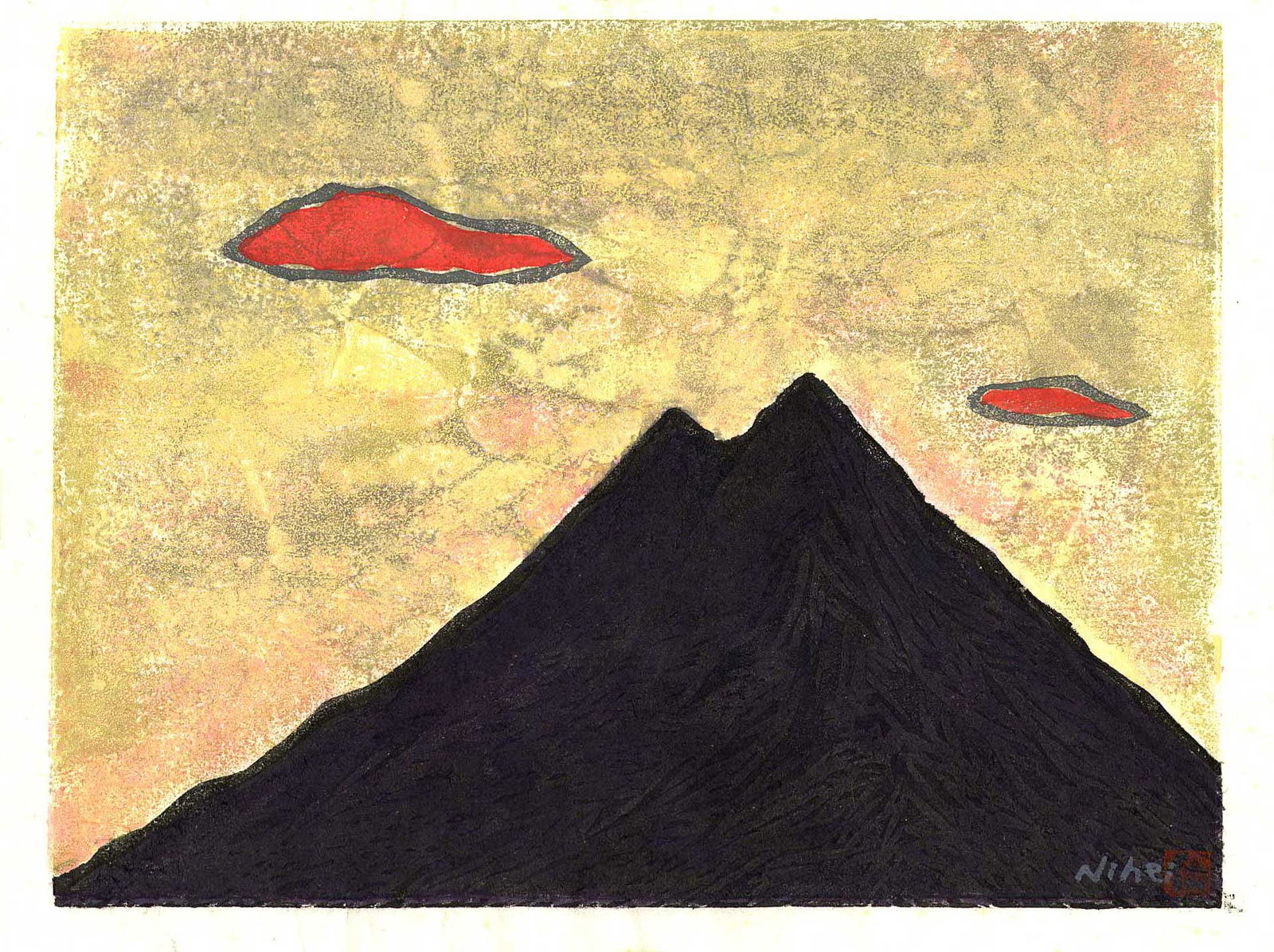 Yasuyuki Nibe: Mt Tsukuba Woodblock NR (1 of 2)