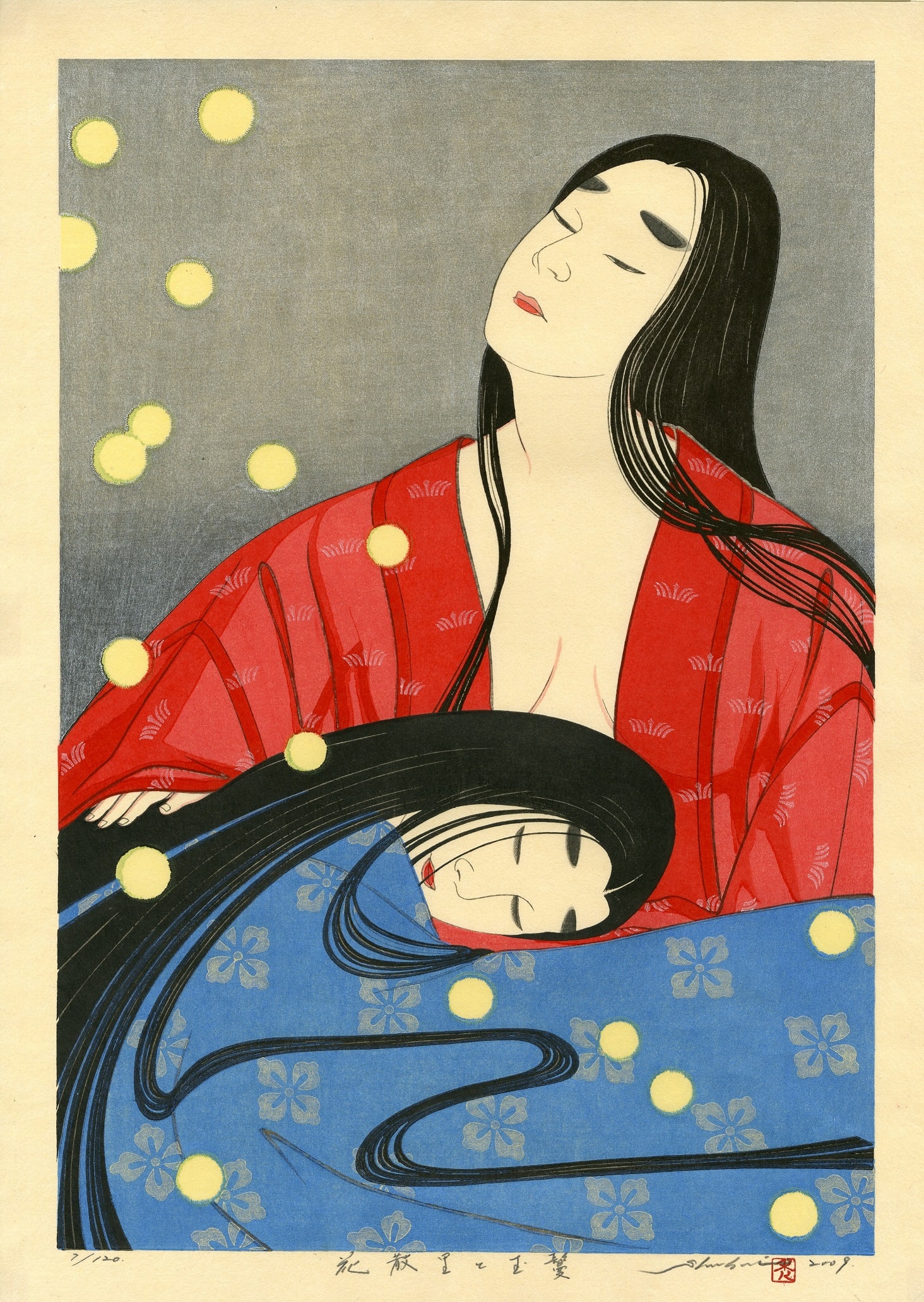 Shusui Taki - Two Ladies 2009 1st Ed Woodblock (1 of 2)