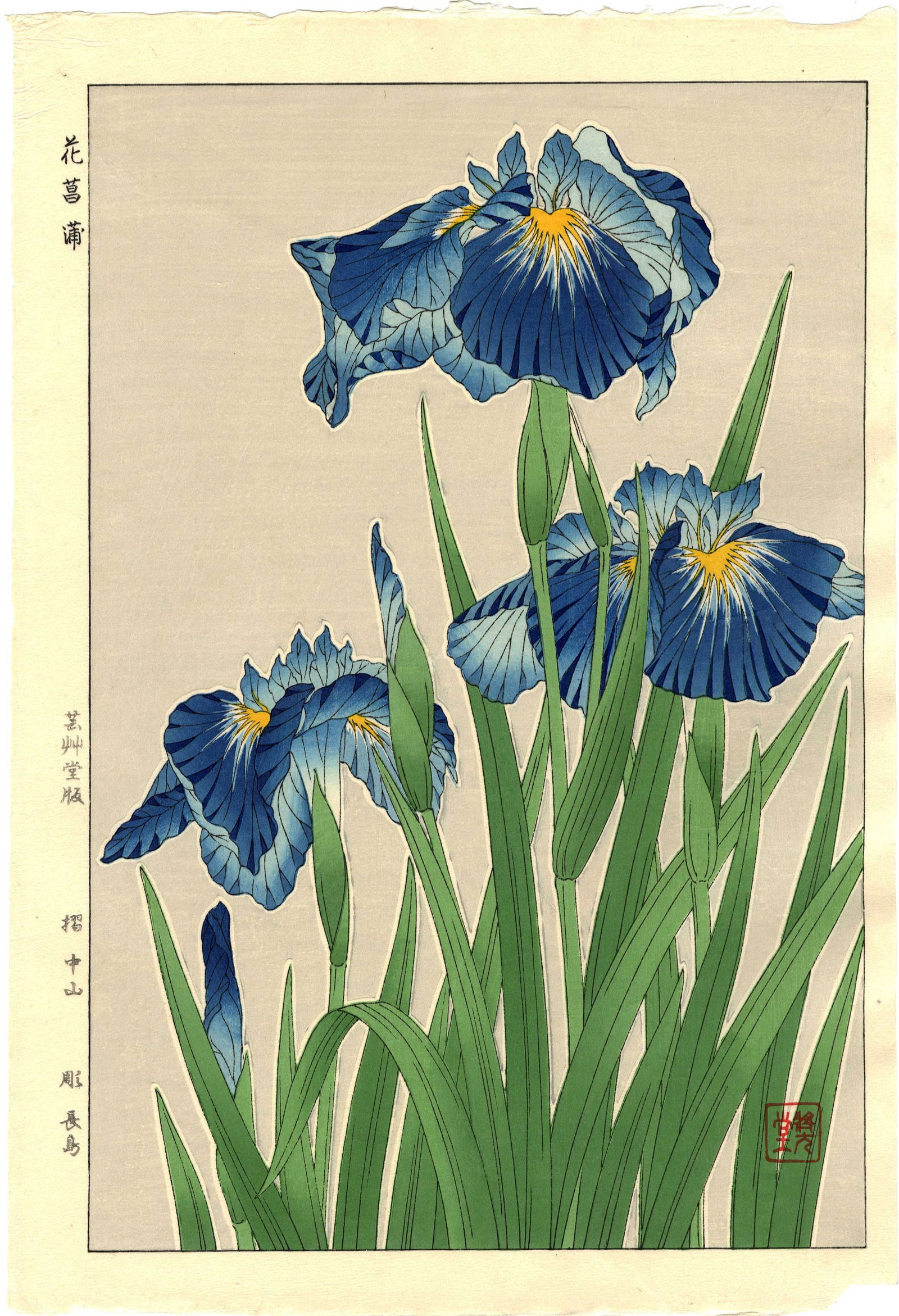 Osuga Yuichi: Blue Iris 1954 Woodblock NR (1 of 2)