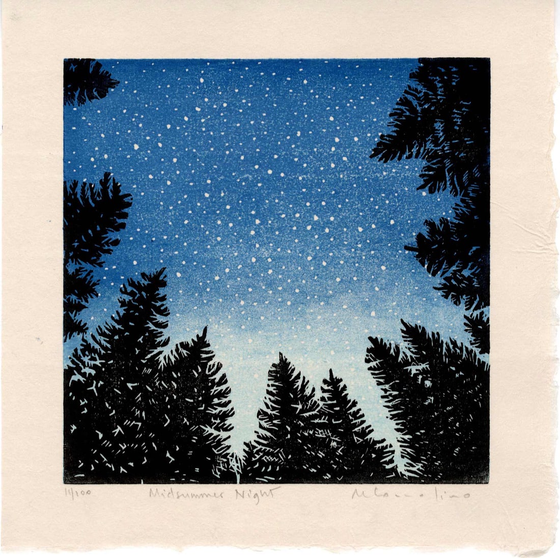 Mara Cozzolino: Midsummer Night 1st Ed Woodblock NR (1 of 2)