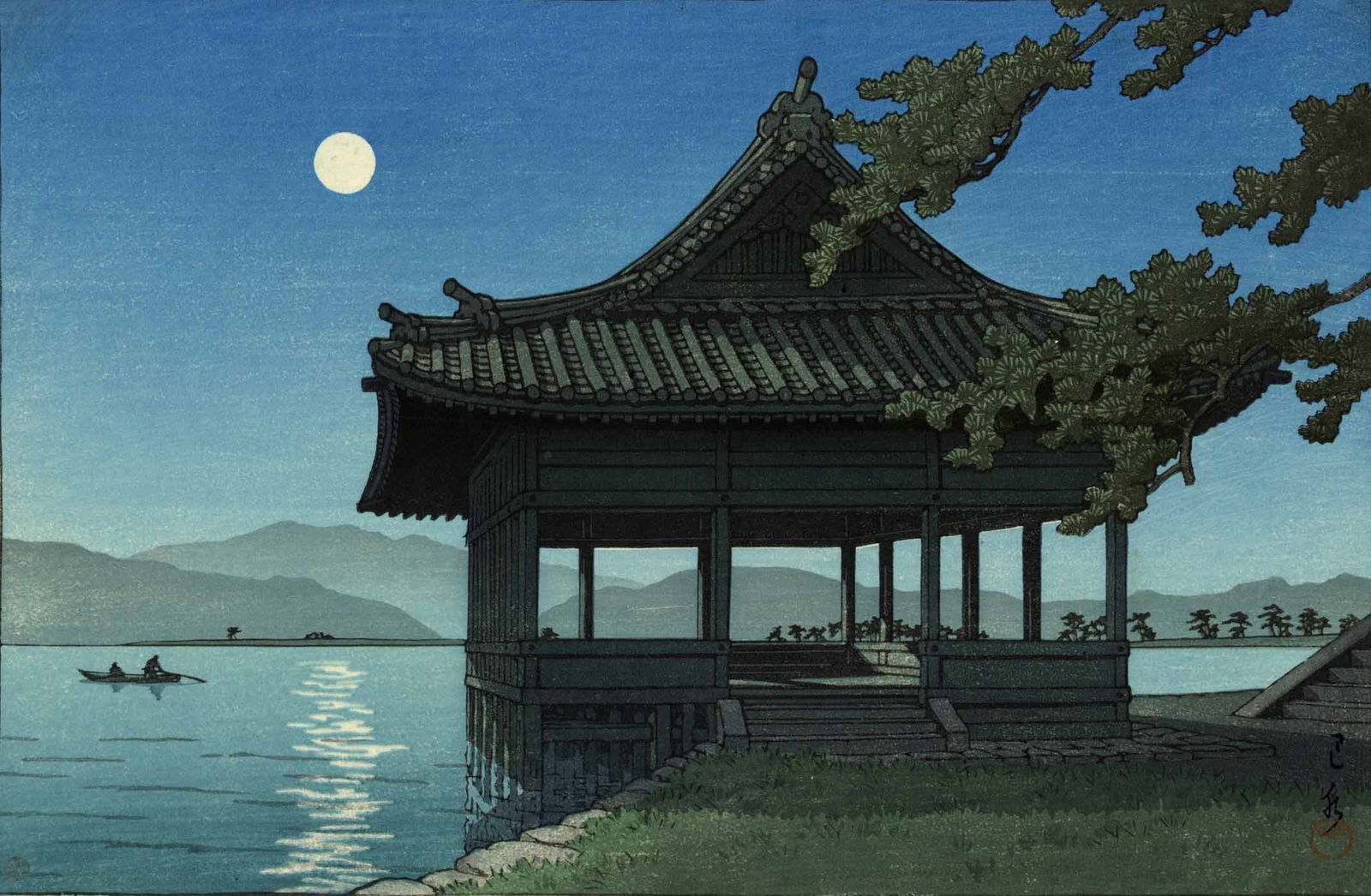 Kawase Hasui: Kankaikaku Wakaura 1950 1st Ed Woodblock (1 of 3)