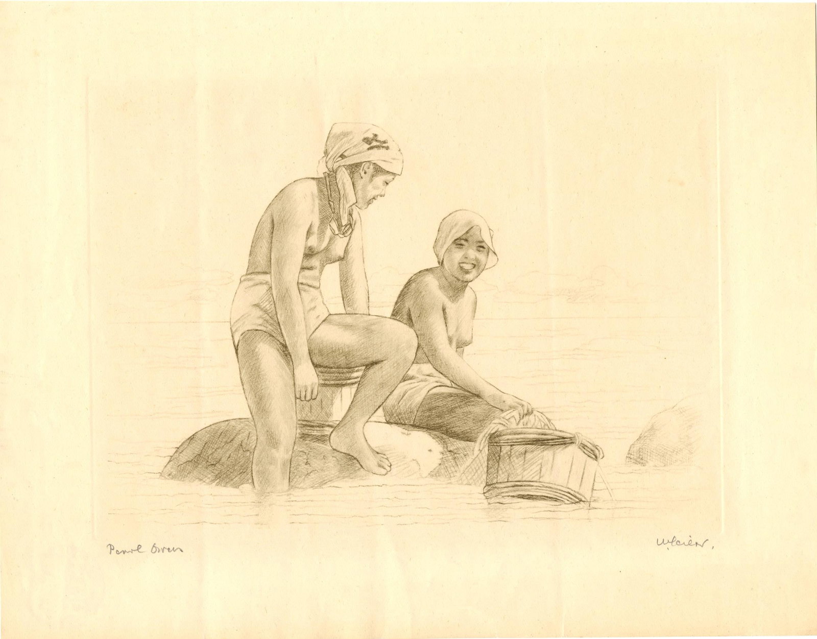 Willy Seiler: Pearl Divers c.1945-50 Etching NR (1 of 2)