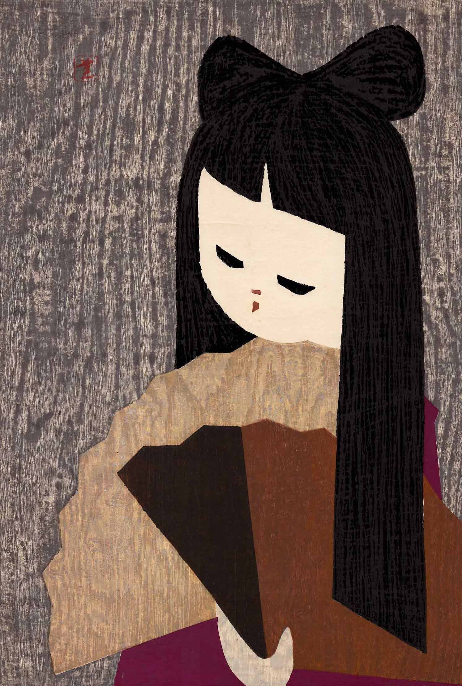 Kaoru Kawano: XL Fan 1st Ed Woodblock NR (1 of 3)