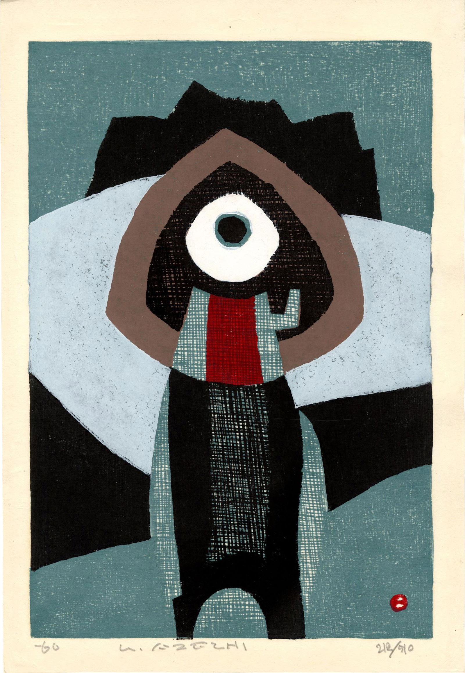 Azechi Umetaro: Mountaineer in Snow 1960 1st Ed Woodblock (1 of 2)