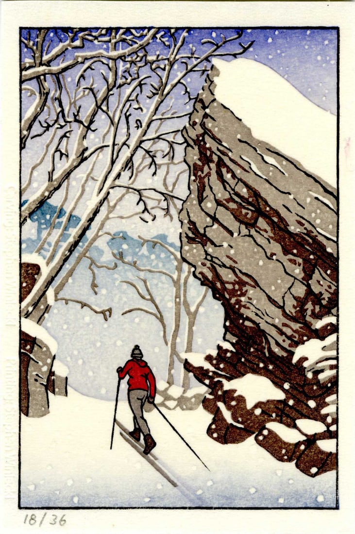 Winiecki Stephen: Snowy Traps 2 2023 1st Ed. Woodblock (1 of 2)
