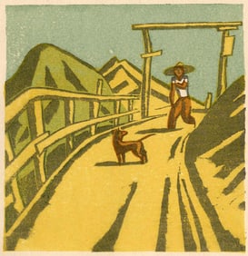 Senpan Maekawa: Mountain Road 1942 Woodblock