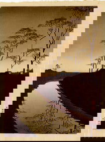 Koho Shoda: Country Scene (Sepia) 1930s MULLER Estate NR