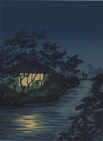 Kiyochika Kobayashi: River of Fireflies 1930s Woodblock