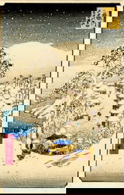 Hiroshige Ando: Fujikawa Village Woodblock