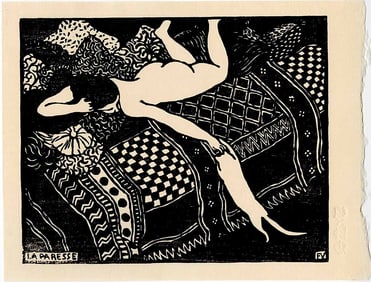 Felix Valloton: La Paresse (Laziness) Woodblock