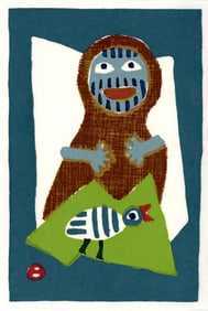 Azechi Umetaro: Mountain Woman with Bird Woodblock