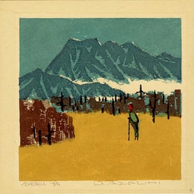 Azechi Umetaro: Ishizuchi 1955 Woodblock