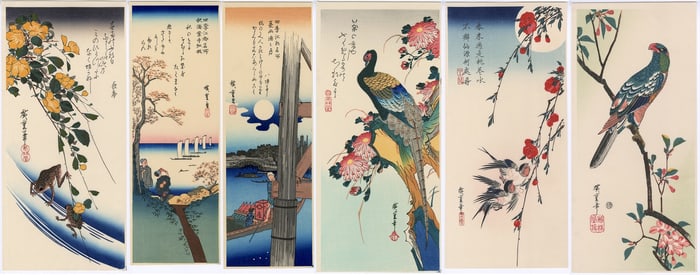 Ando Hiroshige -- O-Tanzaku lot of 6 Woodblocks #4