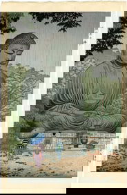 Asano Takeji: Big Buddha at Kamakura 1948 1st Ed Woodblock