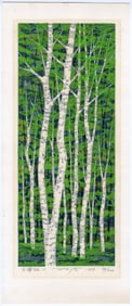 Fujita Fumio -- Shirakaba Forest H 1984 1st Ed Woodblock