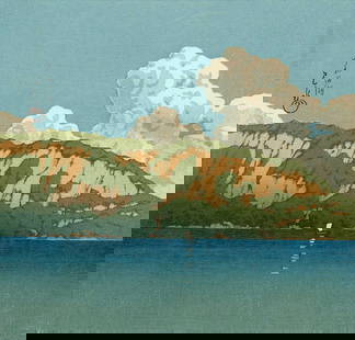 Hasui Kawase: Lake Towada Woodblock: Japanese Woodblock Print, SIZE IN INCHES: inches COMMENTS: