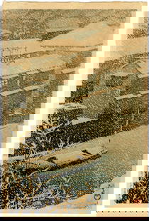 Hasui Kawase: Ochanomizu 1926 1st Ed A Seal Woodblock: Japanese Woodblock Print, 1926, 1st Edition published by Watanabe Shozaburo, with the publisher's A seal (used 1924-1930), from the series Twenty views of Tokyo, signed Hasui and sealed Sui, dated Tai