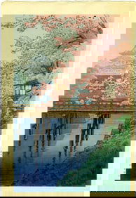 Ito Yuhan: Himeji Castle and Blossoms 1930 Woodblock