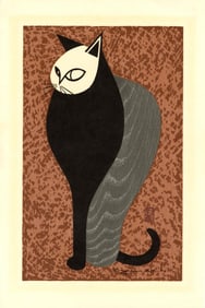 Kiyoshi Saito: Cat 1950 Woodblock